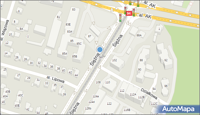 Wrocław, Ślężna, 104v, mapa Wrocławia