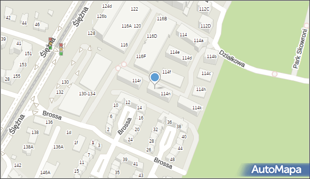 Wrocław, Ślężna, 114p, mapa Wrocławia