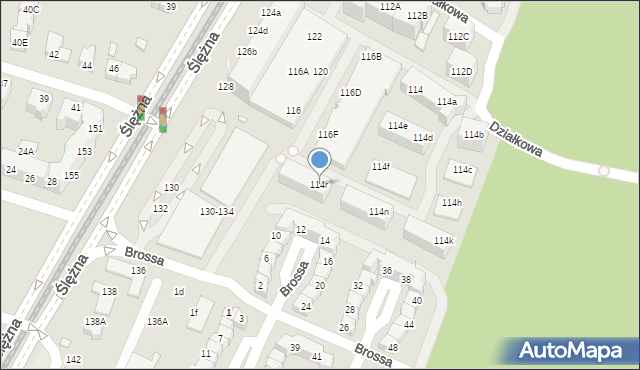 Wrocław, Ślężna, 114r, mapa Wrocławia