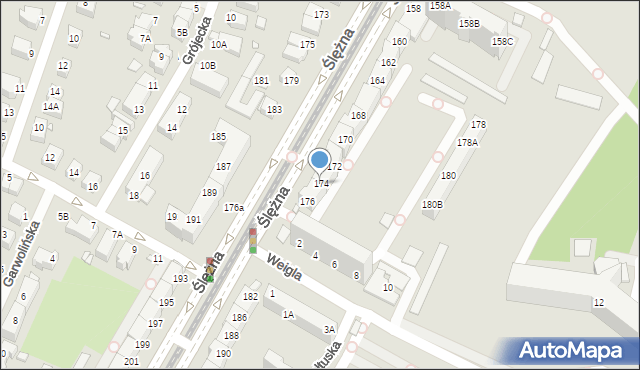 Wrocław, Ślężna, 174, mapa Wrocławia