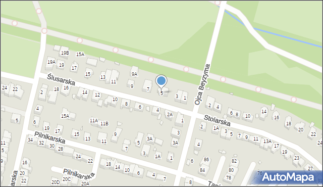 Wrocław, Ślusarska, 5, mapa Wrocławia