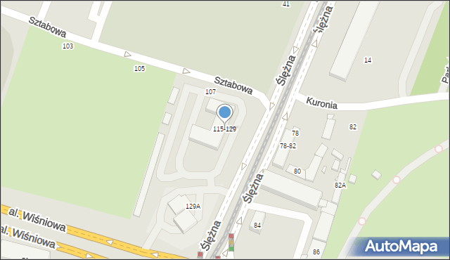 Wrocław, Ślężna, 115-129, mapa Wrocławia