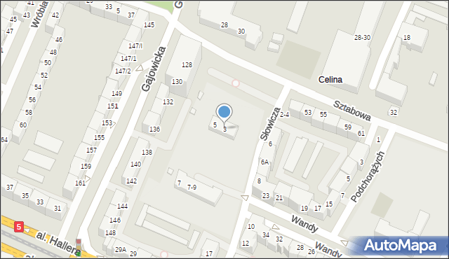 Wrocław, Słowicza, 3, mapa Wrocławia