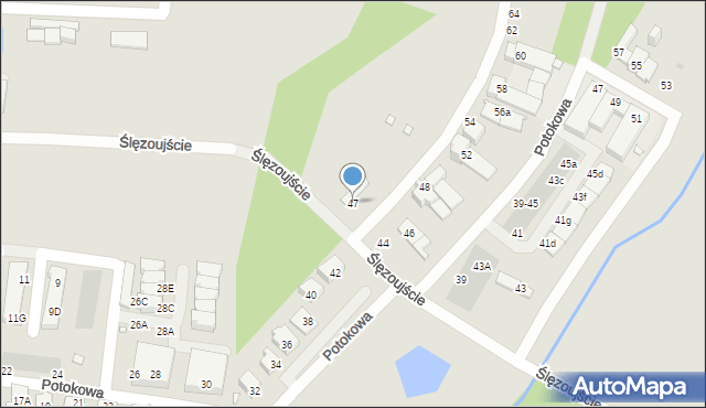 Wrocław, Ślęzoujście, 47, mapa Wrocławia