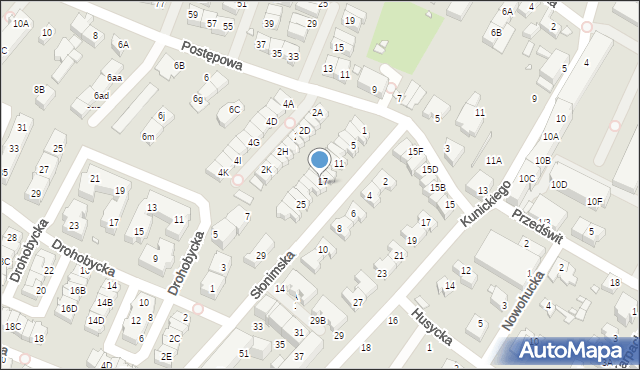 Wrocław, Słonimska, 19, mapa Wrocławia