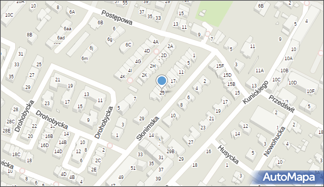Wrocław, Słonimska, 25, mapa Wrocławia