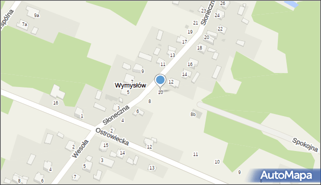 Wymysłów, Słoneczna, 10, mapa Wymysłów