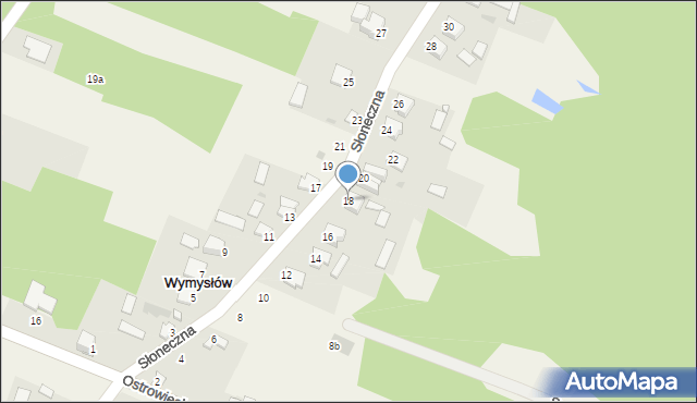 Wymysłów, Słoneczna, 18, mapa Wymysłów