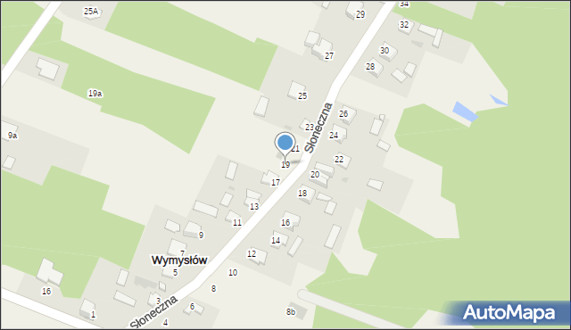 Wymysłów, Słoneczna, 19, mapa Wymysłów