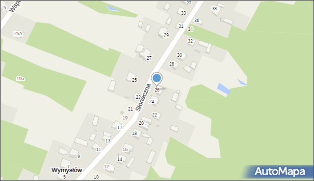 Wymysłów, Słoneczna, 26, mapa Wymysłów