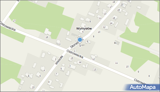 Wymysłów, Słoneczna, 4, mapa Wymysłów
