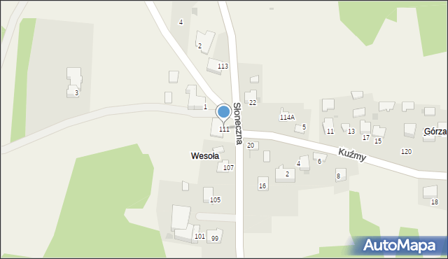 Wysoka, Słoneczna, 111, mapa Wysoka