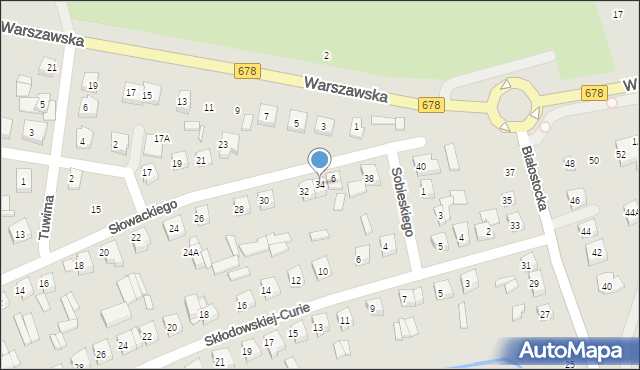 Wysokie Mazowieckie, Słowackiego Juliusza, 34, mapa Wysokie Mazowieckie