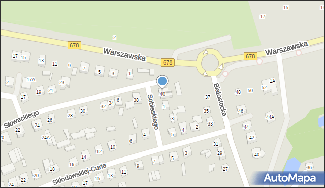 Wysokie Mazowieckie, Słowackiego Juliusza, 40, mapa Wysokie Mazowieckie