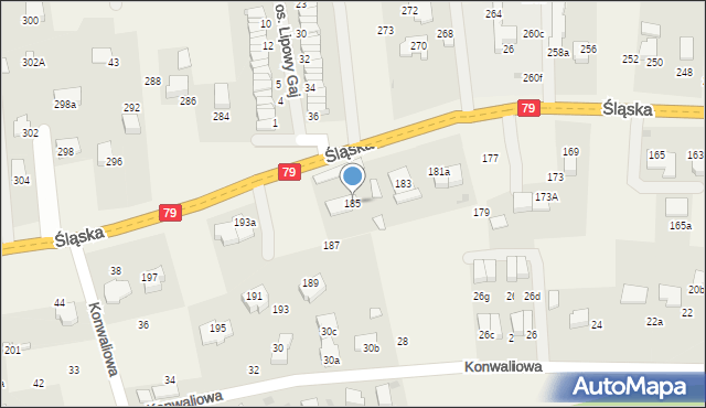 Zabierzów, Śląska, 185, mapa Zabierzów