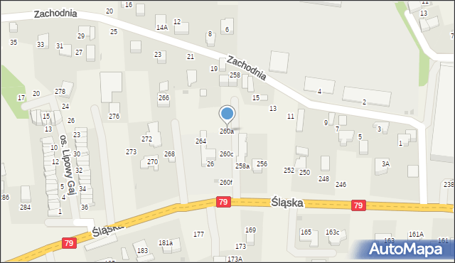 Zabierzów, Śląska, 260a, mapa Zabierzów