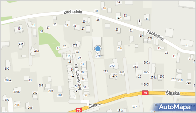 Zabierzów, Śląska, 276, mapa Zabierzów