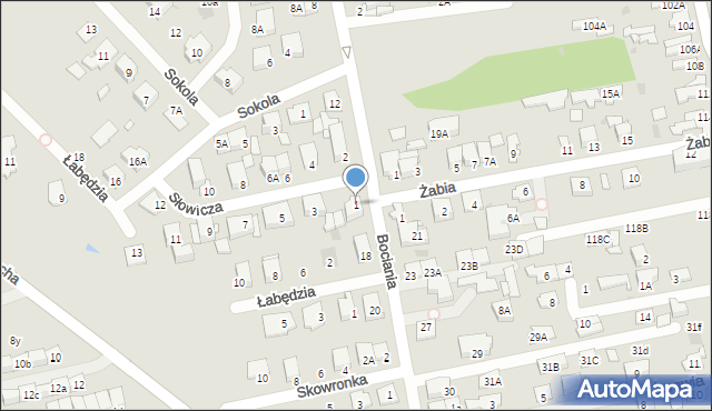 Ząbki, Słowicza, 1, mapa Ząbki