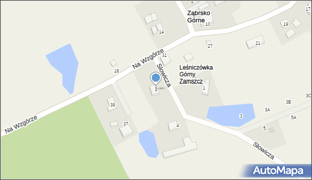 Ząbrsko Górne, Słowicza, 2, mapa Ząbrsko Górne