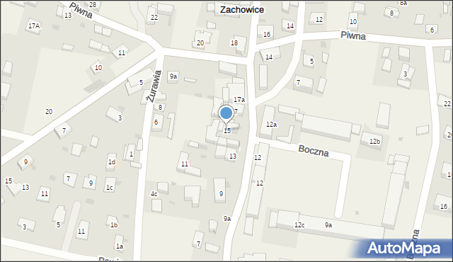 Zachowice, Słoneczna, 15, mapa Zachowice