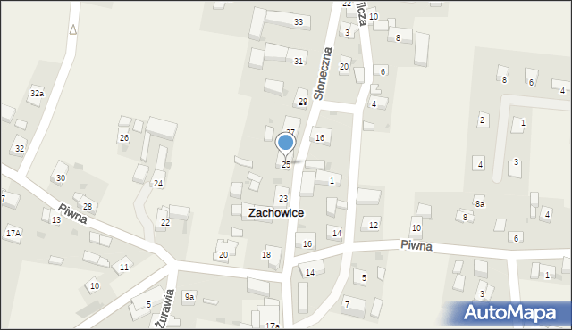 Zachowice, Słoneczna, 25, mapa Zachowice
