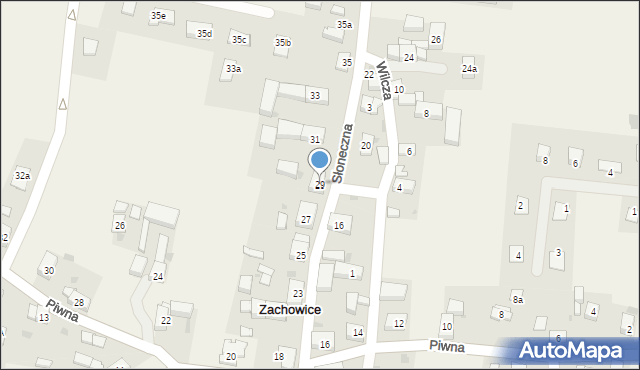 Zachowice, Słoneczna, 29, mapa Zachowice