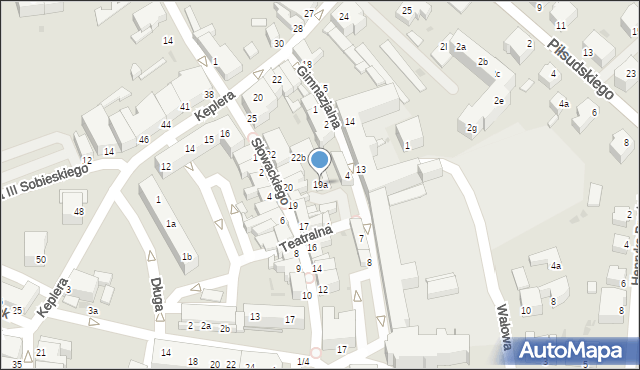 Żagań, Słowackiego Juliusza, 19a, mapa Żagań