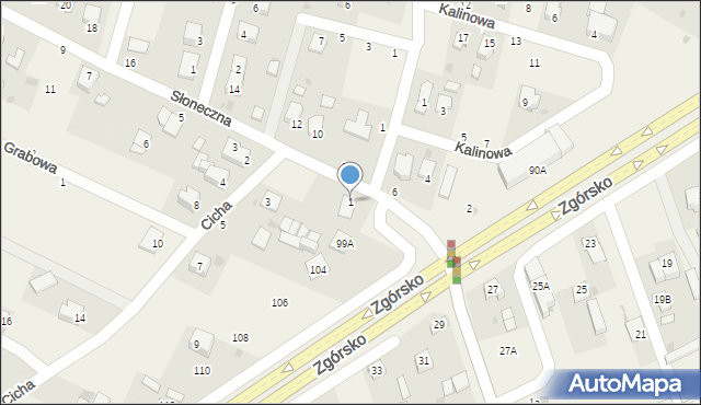 Zagrody, Słoneczna, 1, mapa Zagrody