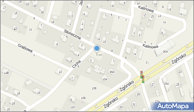 Zagrody, Słoneczna, 1a, mapa Zagrody