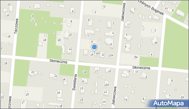 Zalesie Górne, Słoneczna, 14A, mapa Zalesie Górne