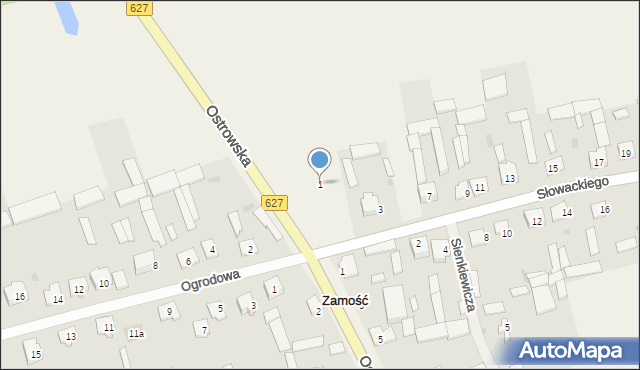 Zamość, Słowackiego Juliusza, 1, mapa Zamościa