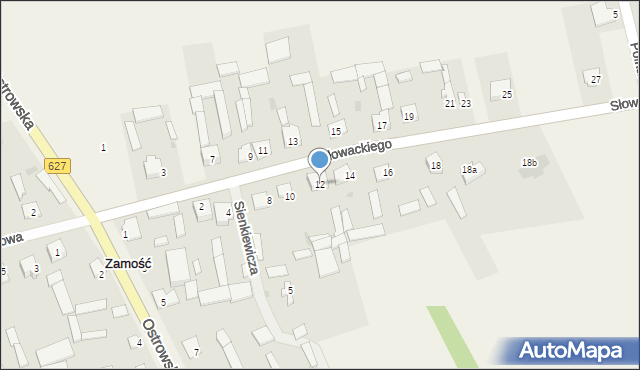 Zamość, Słowackiego Juliusza, 12, mapa Zamościa