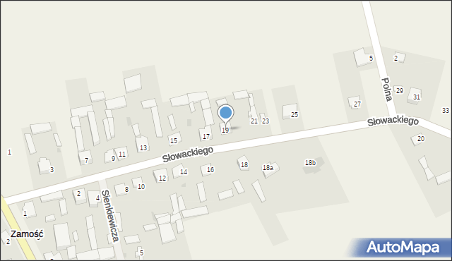 Zamość, Słowackiego Juliusza, 19, mapa Zamościa