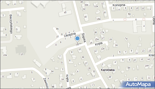 Zamość, Śląska, 43, mapa Zamościa