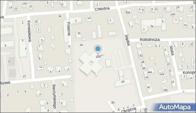 Zamość, Śląska, 45A, mapa Zamościa