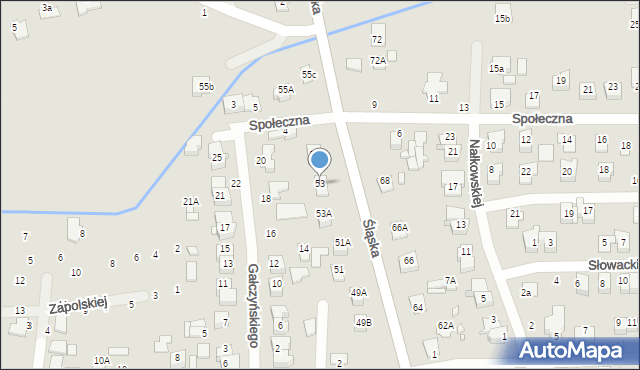 Zamość, Śląska, 53, mapa Zamościa