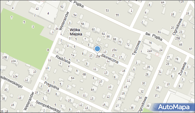 Zamość, Słoneczna, 10a, mapa Zamościa