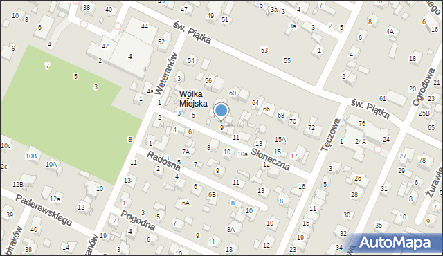 Zamość, Słoneczna, 9, mapa Zamościa