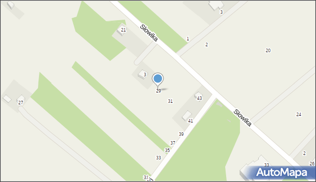 Zaręby, Słowika, 29, mapa Zaręby