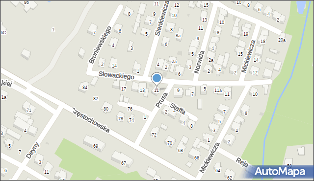 Żarki, Słowackiego Juliusza, 11, mapa Żarki