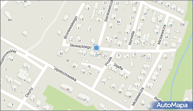 Żarki, Słowackiego Juliusza, 13, mapa Żarki