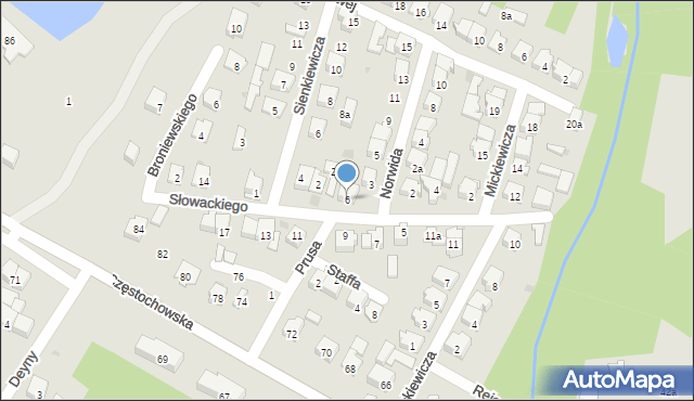 Żarki, Słowackiego Juliusza, 6, mapa Żarki