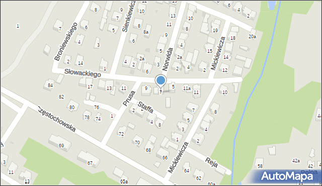 Żarki, Słowackiego Juliusza, 7, mapa Żarki