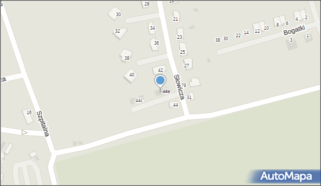 Żary, Słowicza, 44b, mapa Żary