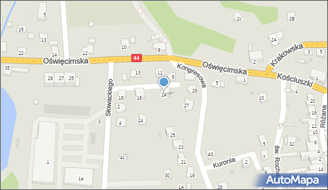 Zator, Słowackiego Juliusza, 14, mapa Zator