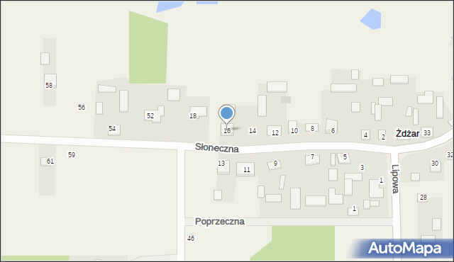 Żdżar, Słoneczna, 16, mapa Żdżar