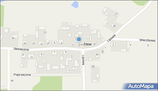 Żdżar, Słoneczna, 2, mapa Żdżar