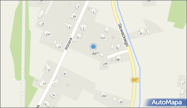 Zebrzydowice, Słowackiego Juliusza, 29G, mapa Zebrzydowice