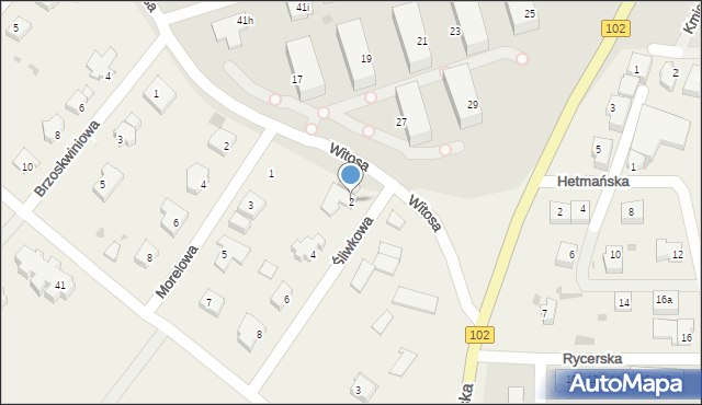 Zieleniewo, Śliwkowa, 2, mapa Zieleniewo