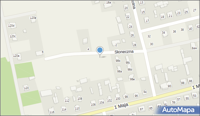 Zielona, Słoneczna, 1, mapa Zielona